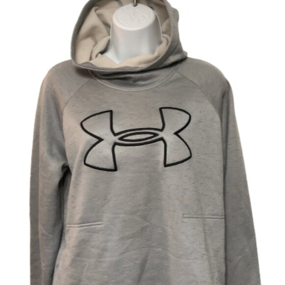 Under Armor Ladies Medium Fleece Lined Loose Fit Scuba hood big Logo Pullover - Picture 1 of 14